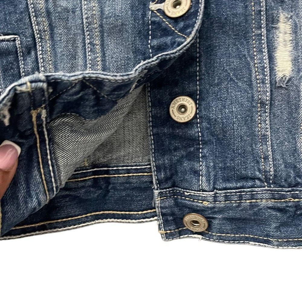Amethyst Jeans Girl’s Distressed Ripped Sleeveless Button Front Denim Vest Small - Picture 5 of 12